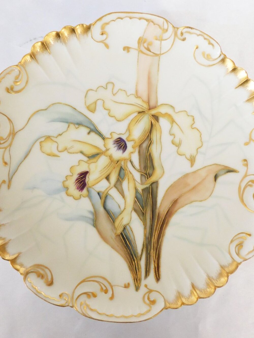 Hand Painted Flower Plate Made in France # 6614